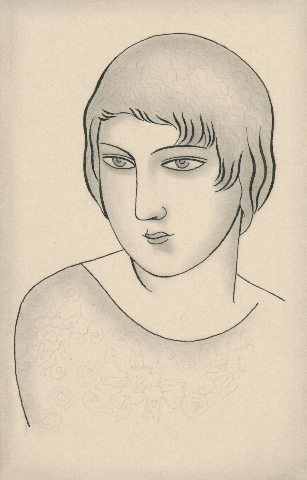 Portrait of a young woman with short hair