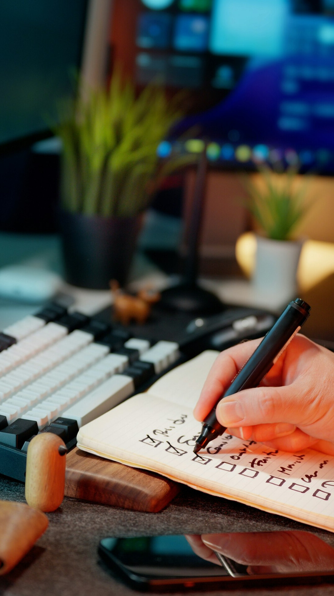 person writing code at desk